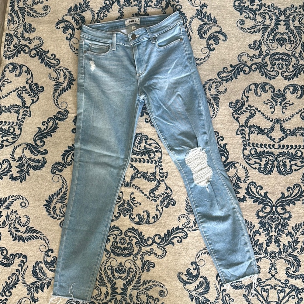 PAIGE Light Blue Distressed Jeans